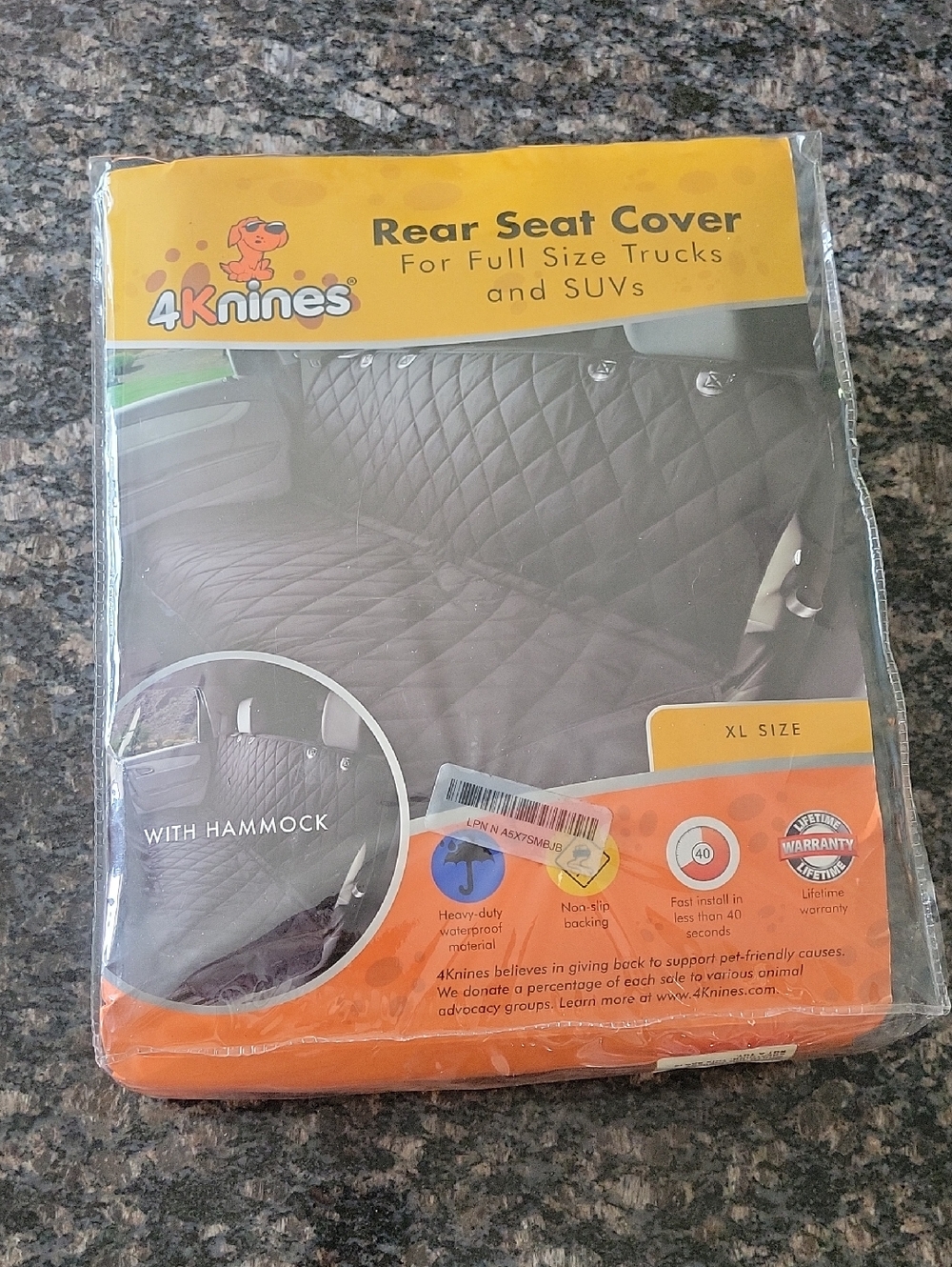 Black Rear Seat Cover for Trucks & SUVs - XL